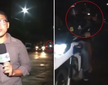 A matéria que o jornalista junto ao cinegrafista faziam era sobre segurança pública